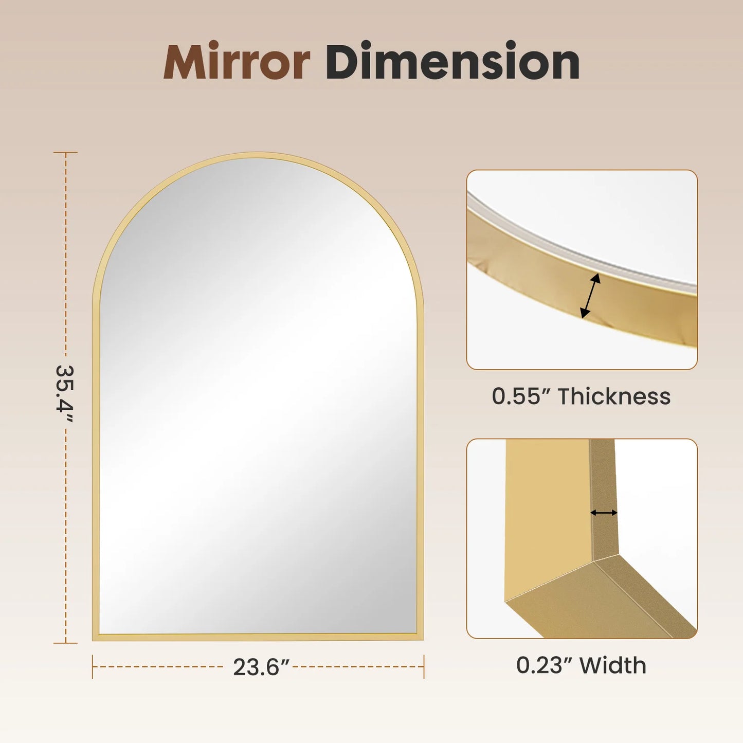 JHK 26"x38" Arched Metal Framed Mirrors