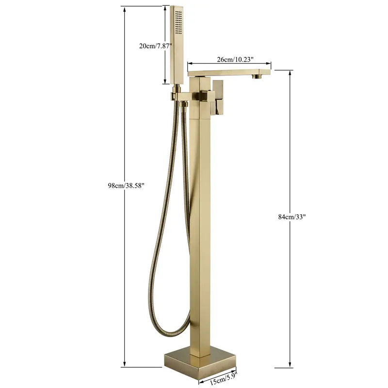 Matte Black Square Bathtub Shower Faucets Floor Standing Faucet Hot Cold Water Shower Mixer Tap Bathroom Waterfall Mixer