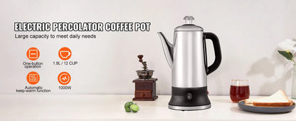 12-Cup Stainless Steel Coffee Perculator