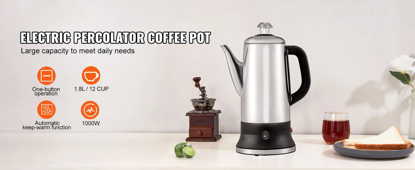 12-Cup Electric Coffee Pot Stainless Steel