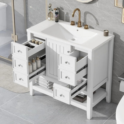 36" Bathroom Vanity Cabinet Sink Top Combo