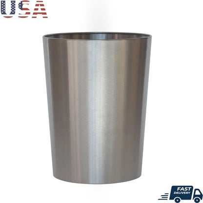 Brushed Nickel Metal Wastebasket 2.2 Gal Indoor Use