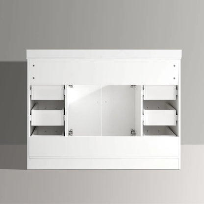 48" White Stone Top Vanity Soft Close Doors Drawers