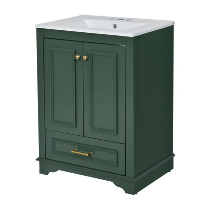 24in Wood Bathroom Vanity Cabinet Ceramic Sink