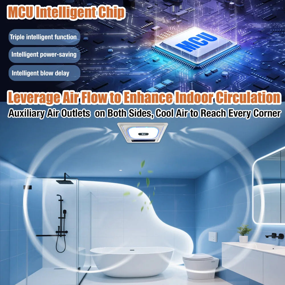 4-in-1 Bathroom Exhaust Fan with Bluetooth Speaker 1800W Heater 180 CFM Quiet Ventilation Easy Install for Home