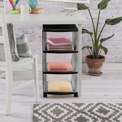 3 Drawer Clear Plastic Storage Cart