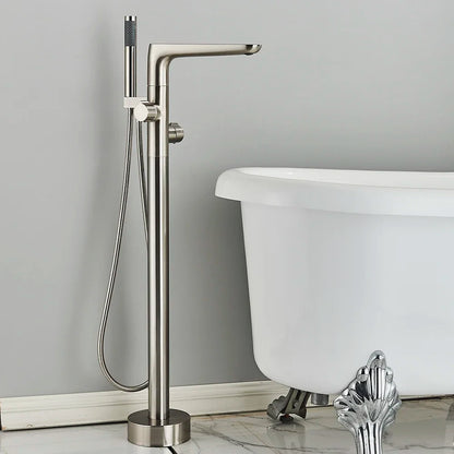 Matte Black Square Bathtub Shower Faucets Floor Standing Faucet Hot Cold Water Shower Mixer Tap Bathroom Waterfall Mixer