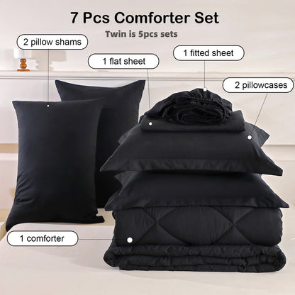 5pcs/7pcs Comforter Sheet Fitted Sleeping Sets