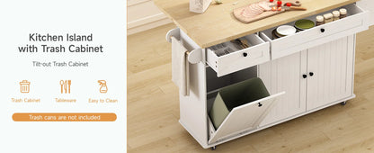 60" Mobile Kitchen Island with drop leaf