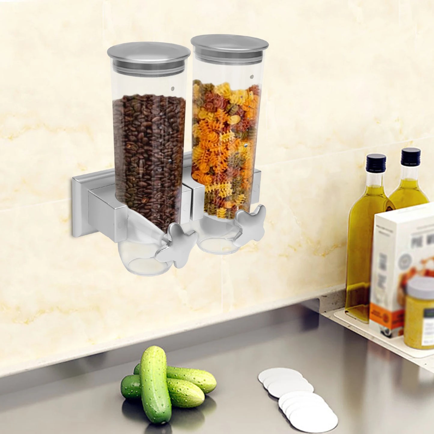 Wall Mount Dual-Bucket Food Storage Containers