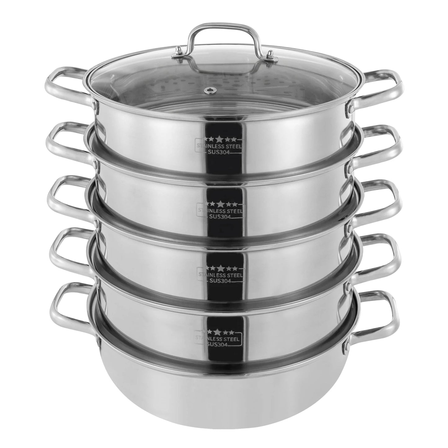 5 Tier  26/28/30/32cm Steamer With Glass Lid