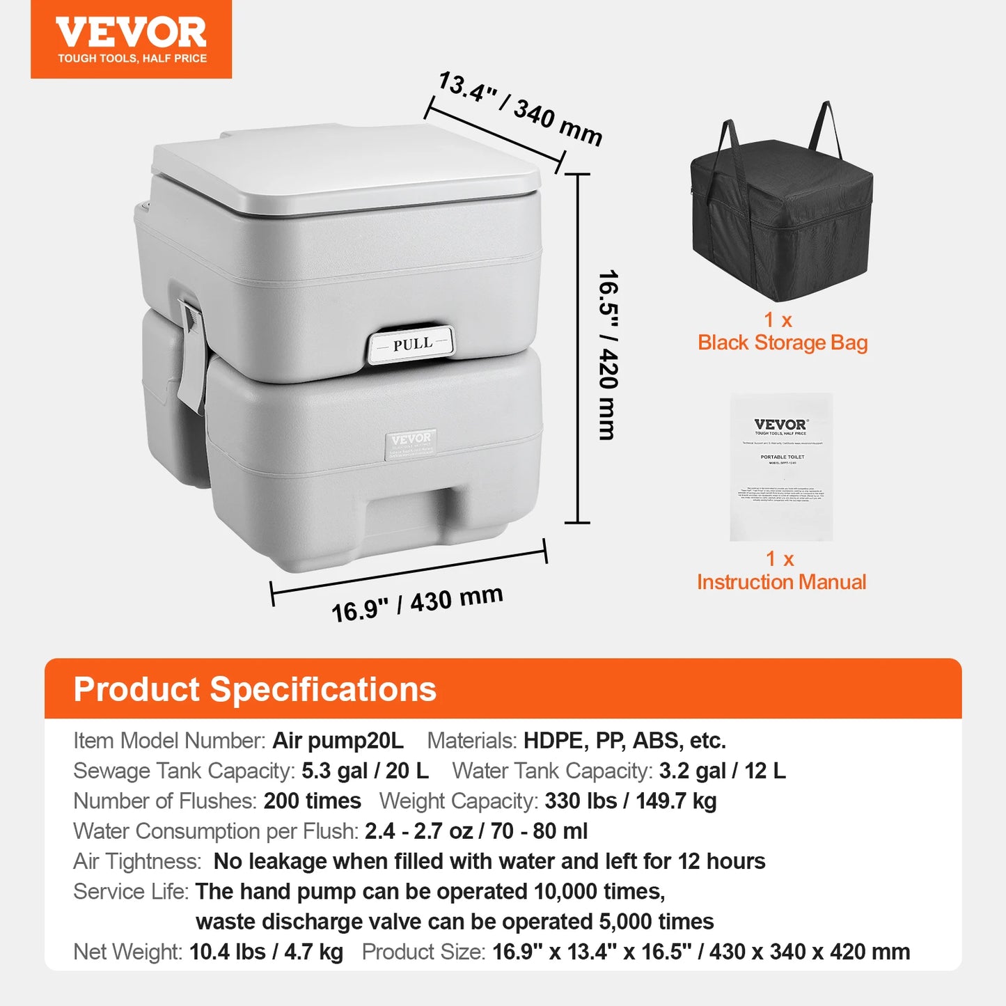 Porta Potty Push-Button Portable Toilet