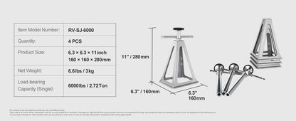 6000 Lbs Aluminum RV Leveling Stack Jacks