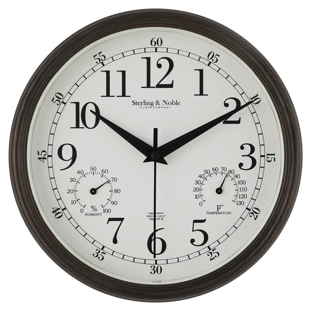 8.75 Inch Antique Bronze Indoor Outdoor Wall Clock