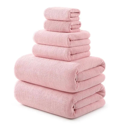 6 Piece Oversized Bath Towel Set Pink