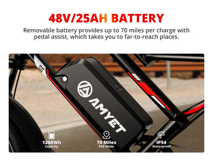 AMYET S8 Adults Electric Bike For Men 2000W