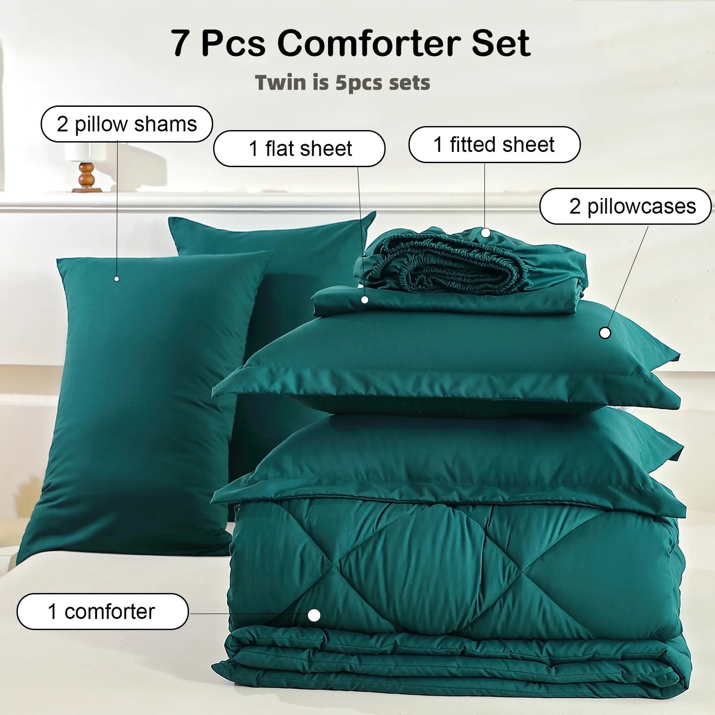 5pcs/7pcs Comforter Sheet Fitted Sleeping Sets