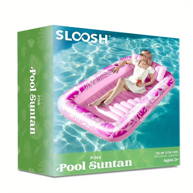 JOYFY Inflatable Tanning Pool Lounger Float 70" x 46"