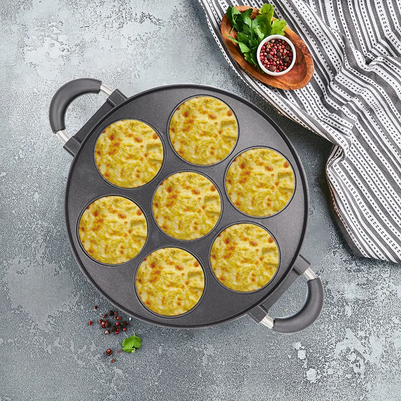 7 Hole Stove Top Cast Iron Cooking Pan