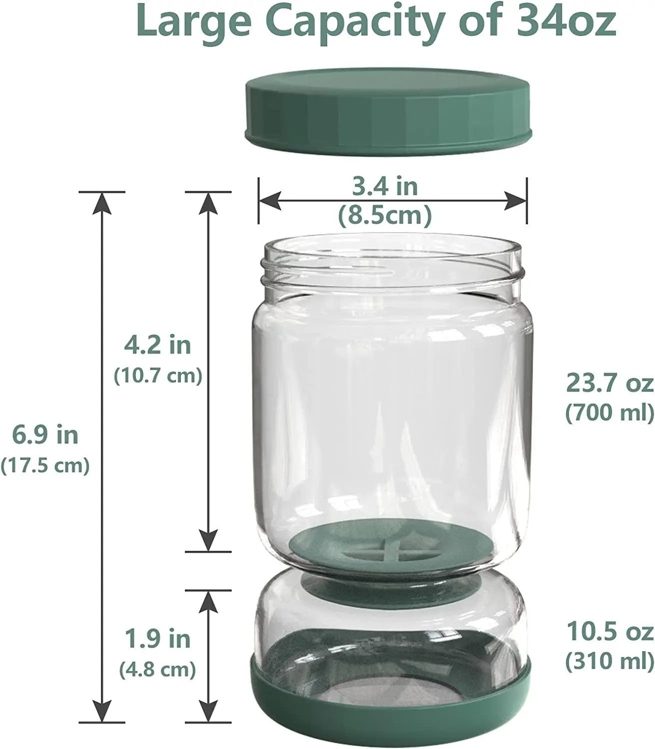 Glass Pickles Jar With Lids & Strainer