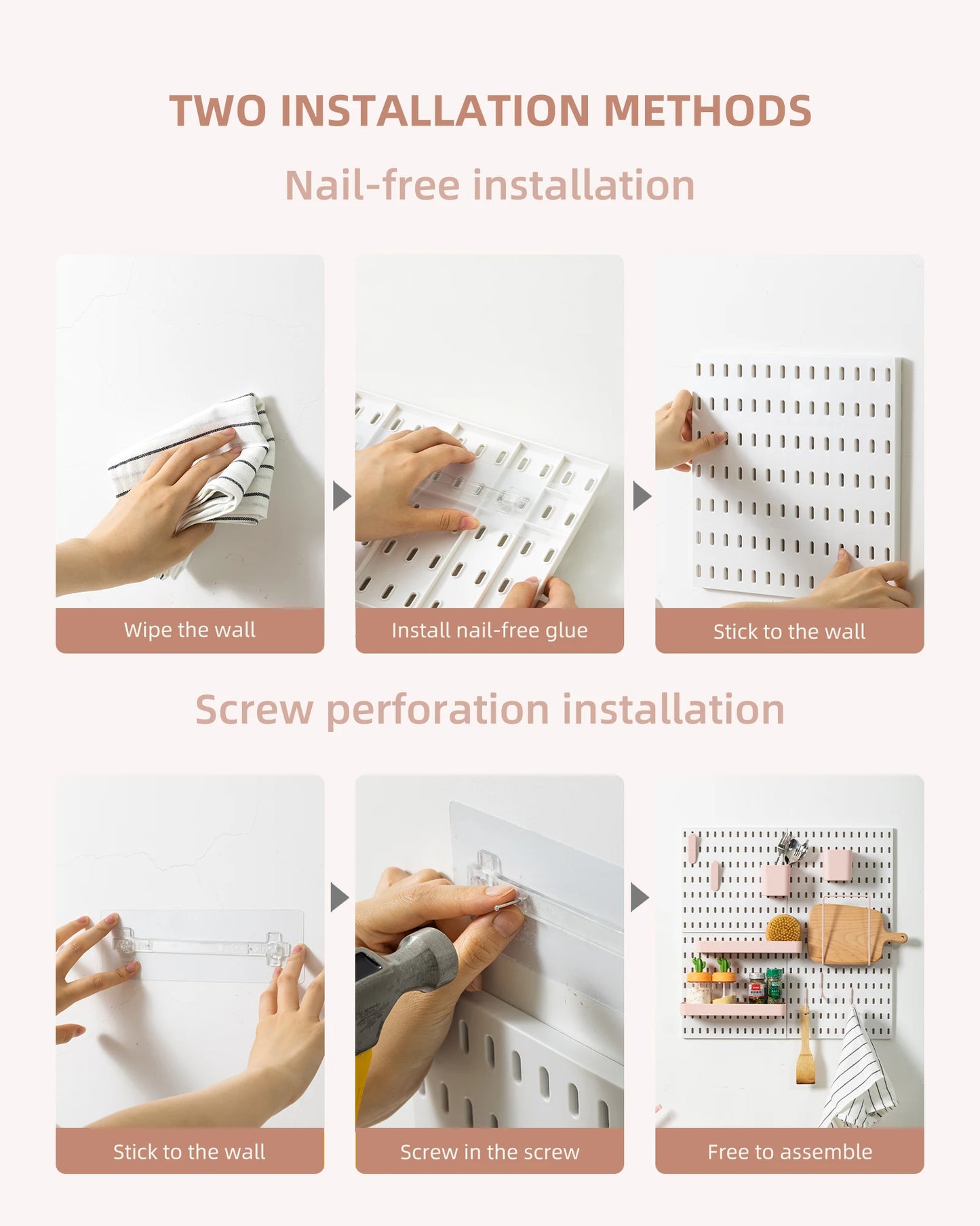 Deli Pink 4pcs Pegboard Combination Kits