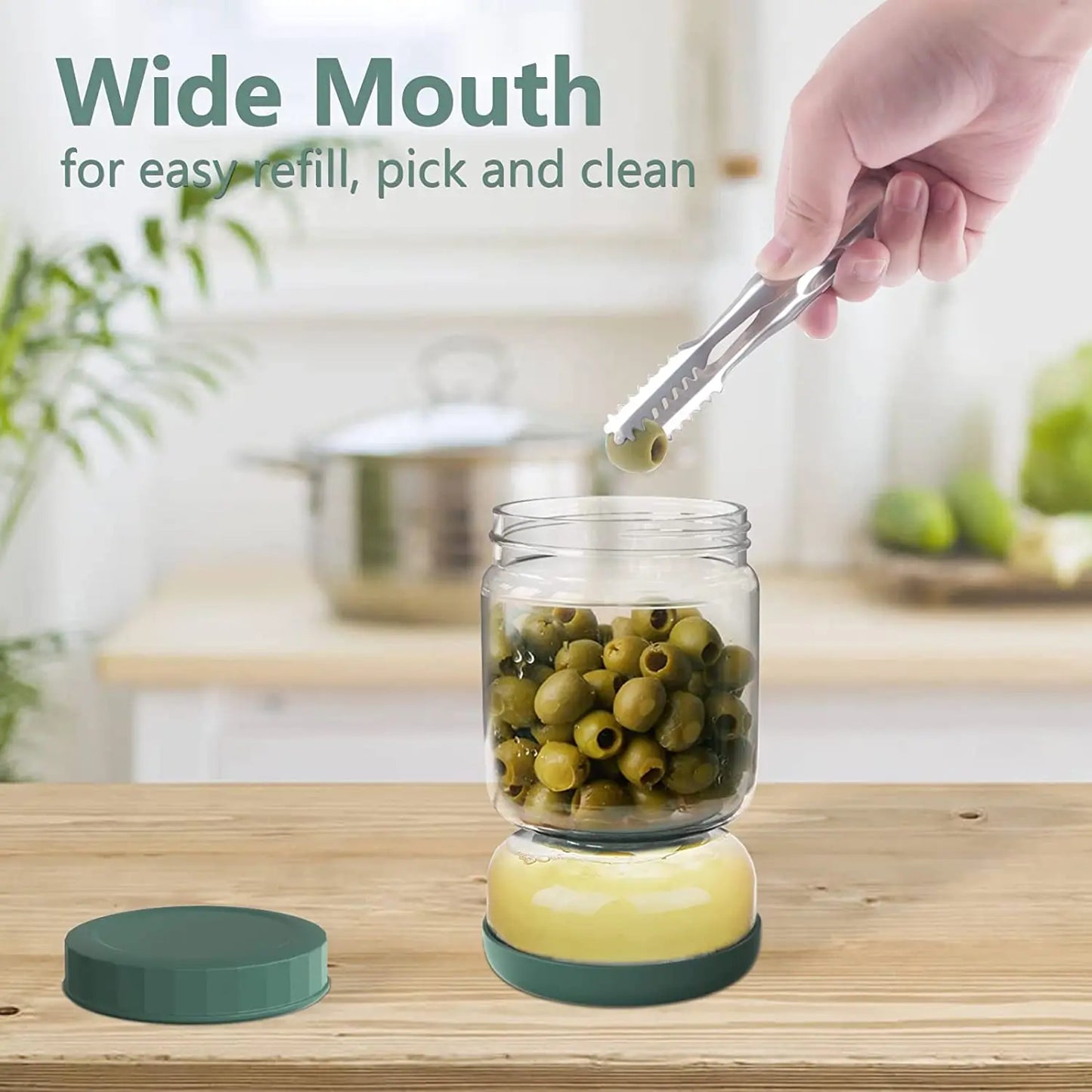 Glass Pickles Jar With Lids & Strainer