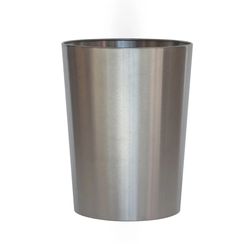 Brushed Nickel Metal Wastebasket 2.2 Gal Indoor Use