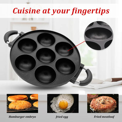 7 Hole Stove Top Cast Iron Cooking Pan