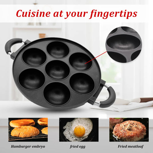 7 Hole Stove Top Cast Iron Cooking Pan