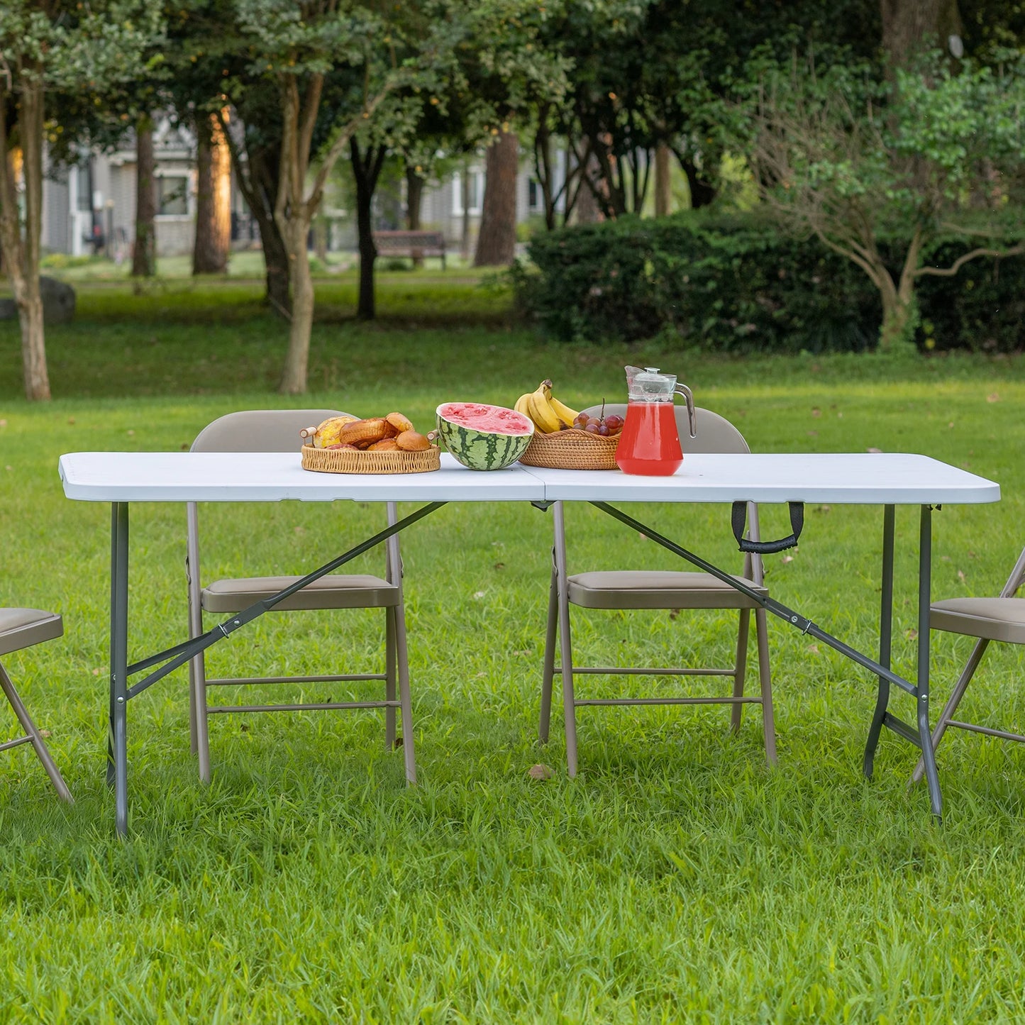 JHK Portable Folding Outdoor Indoor Table Heavy Duty Foldable Table with Carrying Handle Safety Lock For Camping Picnic Dining