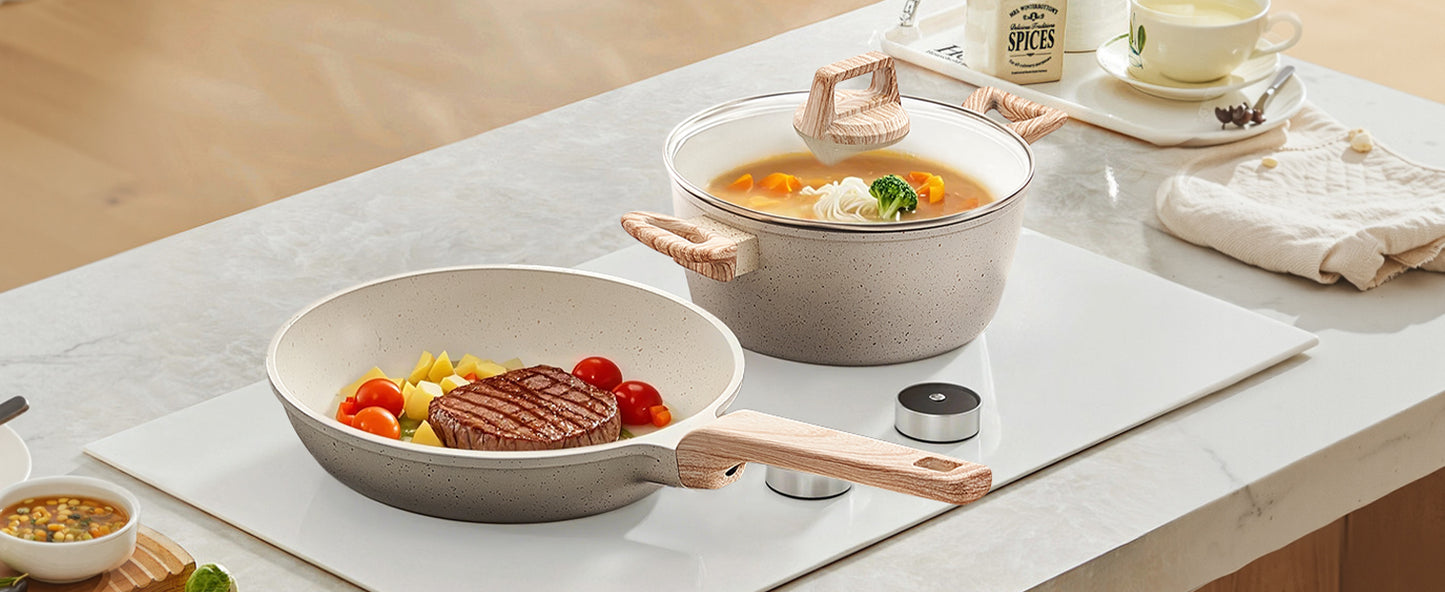 17=Piece Pots and Pans Set Nonstick Granite