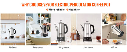 12-Cup Electric Coffee Pot Stainless Steel
