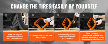 2.5 Ton/5512 lbs Scissor Jack 3.7"-17.1" Lift
