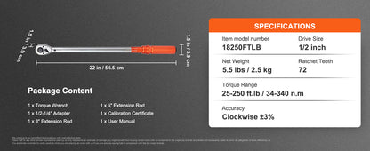 1/2" 1/4" 3/8" Mechanical Torque Wrench Set