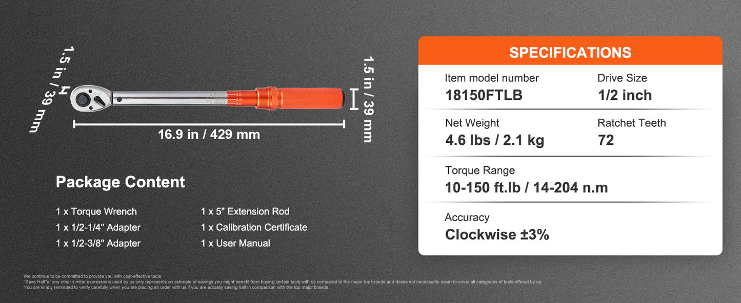 1/2" 1/4" 3/8" Mechanical Torque Wrench Set